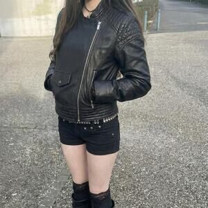 Mango Genuine Leather Jacket Indie Sleaze Cyber Y2K Margiela Style